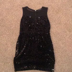 Black sequenced mini dress